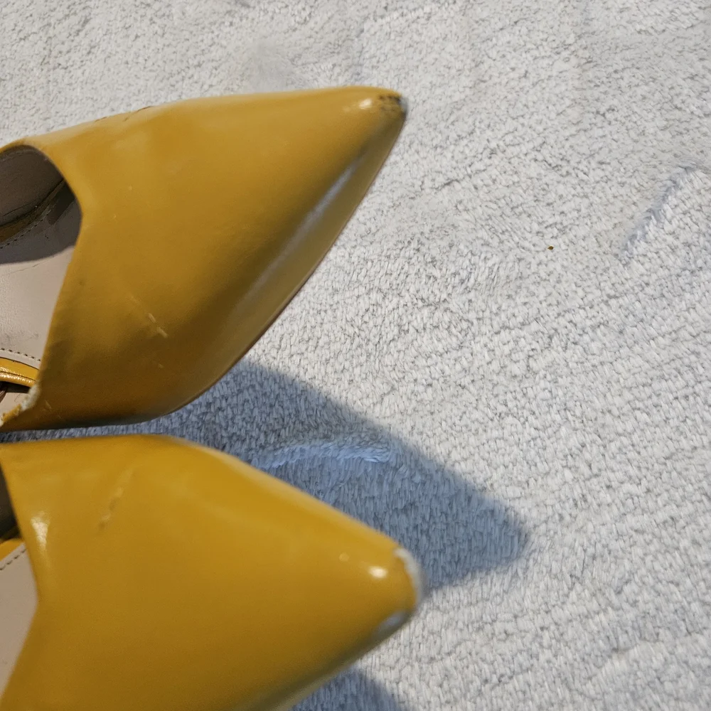 Zara Yellow Block Heels Size 9 Office Chunky Minimalist Retro Y2K Office Casual - Picture 8 of 10